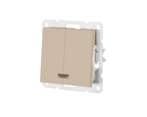 Выключатель двухклавишный LK Studio LK80 c подсветкой шампань 841206-1 Выключатель двухклавишный LK Studio LK80 c подсветкой шампань 841206-1