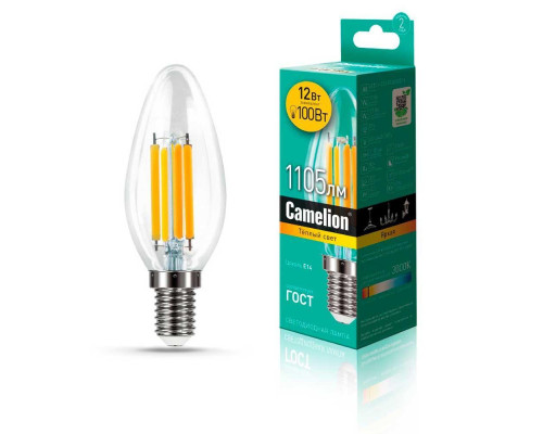 Лампа светодиодная Camelion E14 12W 3000K LED12-C35-FL/830/E14 13708 Лампа светодиодная Camelion E14 12W 3000K LED12-C35-FL/830/E14 13708