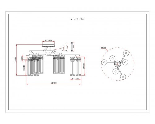 Потолочная люстра Moderli Everly V10751-6C