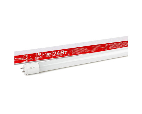 Лампа светодиодная ЭРА G13 24W 4000K матовая ECO LED T8-24W-840-G13-1500mm Б0032978 Лампа светодиодная ЭРА G13 24W 4000K матовая ECO LED T8-24W-840-G13-1500mm Б0032978