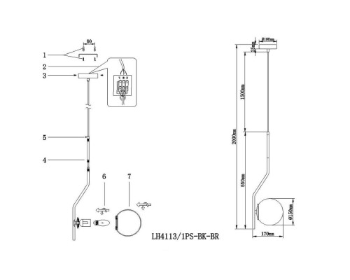 Подвесной светильник Lumien Hall Патерно LH4113/1PS-BK-BR