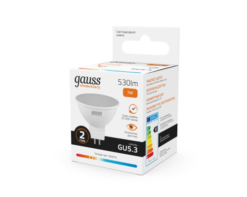 Лампа светодиодная Gauss GU5.3 7W 3000K матовая 13517 Лампа светодиодная Gauss GU5.3 7W 3000K матовая 13517