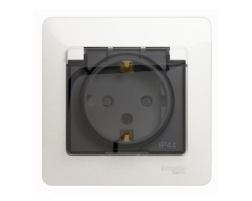 Розетка 2К+З Systeme Electric Glossa 16A 250V со шторками и крышкой перламутр GSL000648 Розетка 2К+З Systeme Electric Glossa 16A 250V со шторками и крышкой перламутр GSL000648