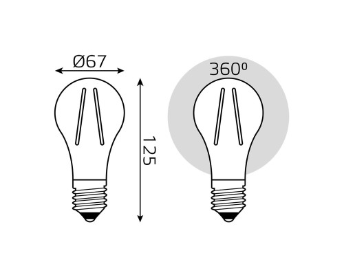 Лампа светодиодная филаментная Gauss E27 30W 4100K прозрачная 102902230