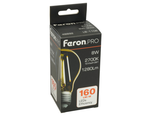 Лампа светодиодная Feron.PRO LB-1108 Шар E27 1280LM 8W 175-265V 2700K 48892