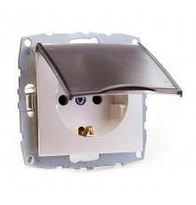 Розетка 2К+З Mono Electric Despina/ Larissa 16A 250V с крышкой винтовое подключение жемчуг 500-002521-118