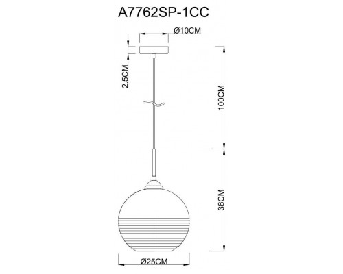 Подвесной светильник Arte Lamp Wave A7762SP-1CC Подвесной светильник Arte Lamp Wave A7762SP-1CC