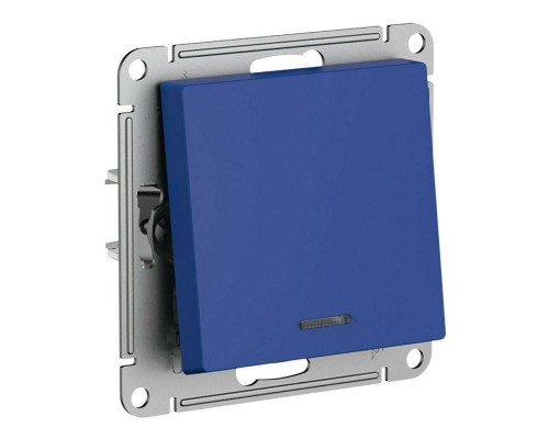Выключатель одноклавишный Systeme Electric AtlasDesign 10A 250V с подсветкой аквамарин ATN001113