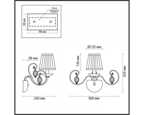 Бра Odeon Light Classic Niagara 3921/1W Бра Odeon Light Classic Niagara 3921/1W