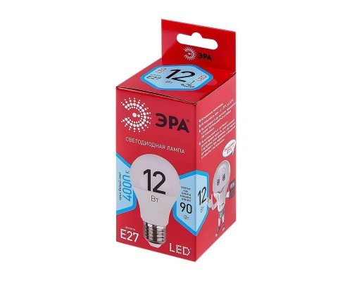 Лампа светодиодная ЭРА E27 12W 4000K матовая LED A60-12W-840-E27 R Б0049636