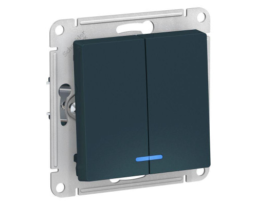 Выключатель двухклавишный Systeme Electric AtlasDesign 10A 250V с подсветкой изумруд ATN000853 Выключатель двухклавишный Systeme Electric AtlasDesign 10A 250V с подсветкой изумруд ATN000853
