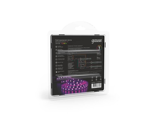 Светодиодная влагозащищенная лента Gauss 7,2W/m 30LED/m 5050SMD RGB 5M 311000407