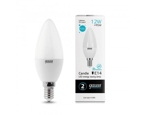 Лампа светодиодная Gauss E14 12W 4100K матовая 33122 Лампа светодиодная Gauss E14 12W 4100K матовая 33122