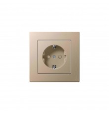 Розетка 2P+E Liregus Epsilon со шторками шампань 28-3113