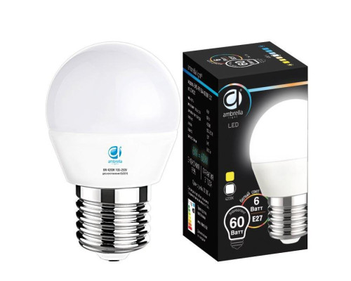 Лампа светодиодная Ambrella light E27 6W 4200K белая 204027