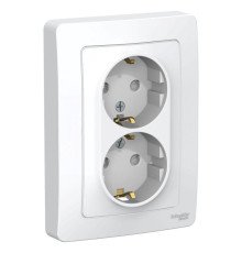 Розетка двойная 2К+З Systeme Electric Blanca 16A 250V со шторками белая BLNRS001121
