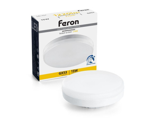 Лампа светодиодная диммируемая Feron GX53 15W 2700K матовая LB-457 51067 Лампа светодиодная диммируемая Feron GX53 15W 2700K матовая LB-457 51067