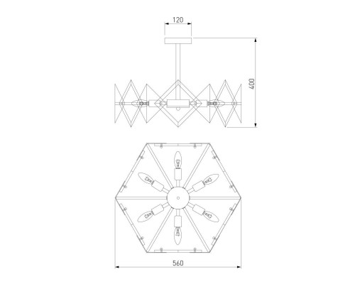 Потолочная люстра Eurosvet Origami 60121/6 латунь Smart