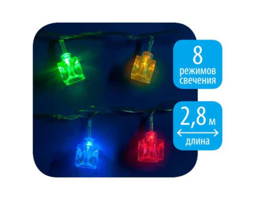 Светодиодная гирлянда Uniel Кубики 220V разноцветный ULD-S0280-020/DTA MULTI IP20 CUBES 07918