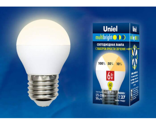 Лампа светодиодная Uniel E27 6W 3000K матовая LED-G45-6W/WW/E27/FR/MB PLM11WH UL-00002377 Лампа светодиодная Uniel E27 6W 3000K матовая LED-G45-6W/WW/E27/FR/MB PLM11WH UL-00002377