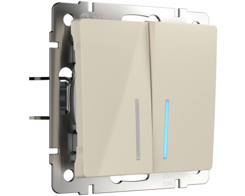 Выключатель двухклавишный с подсветкой Werkel слоновая кость W1120103 4690389155611 Выключатель двухклавишный с подсветкой Werkel слоновая кость W1120103 4690389155611