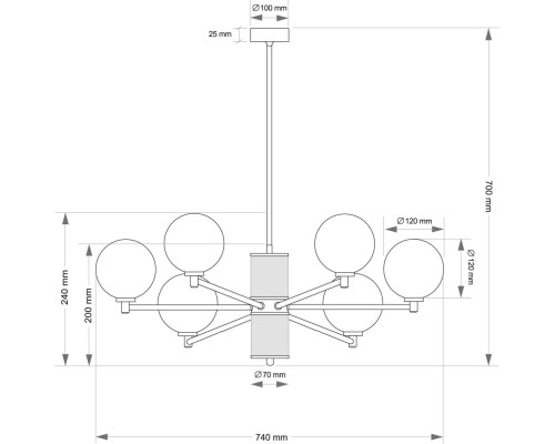 Подвесной светильник KUTEK COMO COM-ZW-6(BN/3)B