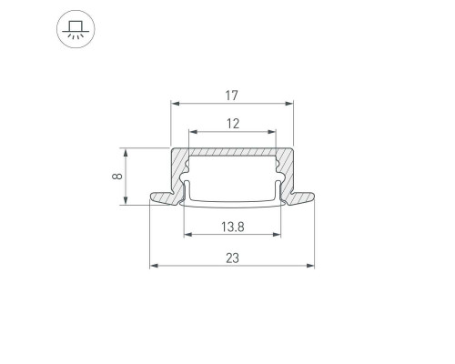 Встраиваемый профиль Arlight Line-2308-F-2000 Anod Black 040301 Встраиваемый профиль Arlight Line-2308-F-2000 Anod Black 040301