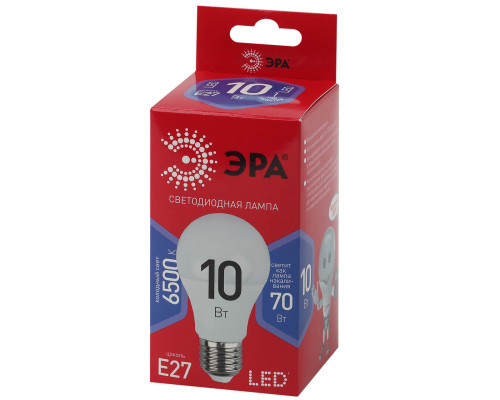 Лампа светодиодная ЭРА E27 10W 6500K матовая A60-10W-865-E27 R Б0045324 Лампа светодиодная ЭРА E27 10W 6500K матовая A60-10W-865-E27 R Б0045324