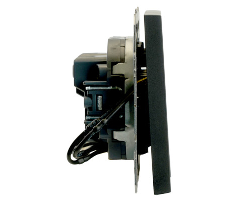 Выключатель 2-клавишный c индикатором (механизм), STEKKER, 250В, 10А, серия Эмили, RSW10-5102-05, черный уголь, soft touch 49838