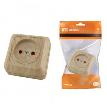 Розетка 2P TDM Electric Ладога со шторками сосна SQ1801-0053