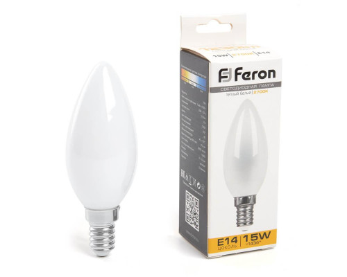 Лампа светодиодная Feron E14 15W 2700K Свеча Матовая 38255 Лампа светодиодная Feron E14 15W 2700K Свеча Матовая 38255