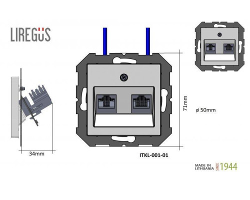 Розетка RJ45/RJ11 Liregus Epsilon черный матовый 29-237