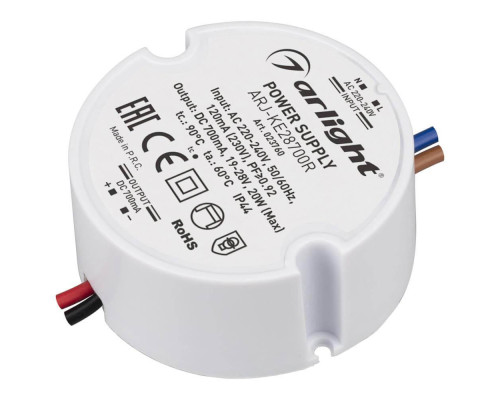 Драйвер Arlight ARJ-KE28700R 19-28V 20W IP44 0,7A 023760 Драйвер Arlight ARJ-KE28700R 19-28V 20W IP44 0,7A 023760