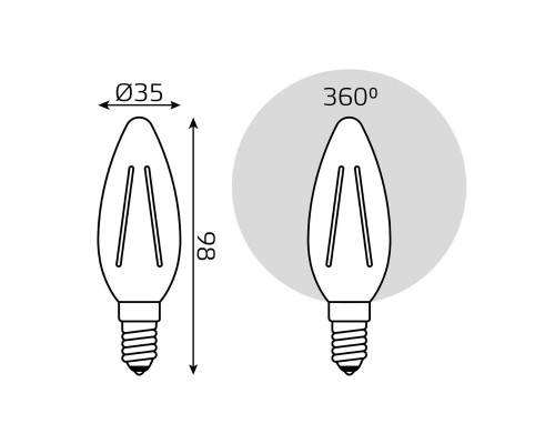 Лампа cветодиодная филаментная Gauss E14 7W 2700K прозрачная 3 шт. 103901107T