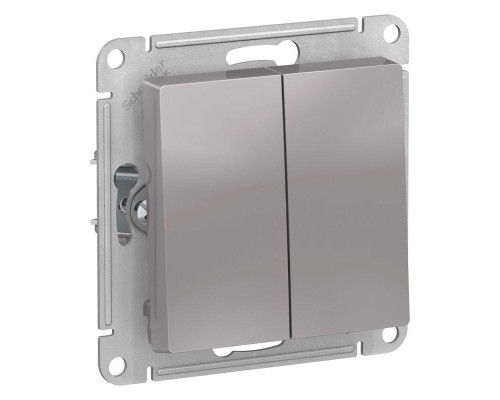 Выключатель двухклавишный Systeme Electric AtlasDesign 10A 250V алюминий ATN000351 Выключатель двухклавишный Systeme Electric AtlasDesign 10A 250V алюминий ATN000351