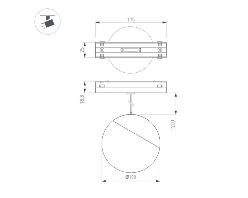 Трековый светодиодный светильник Arlight Mag-Vibe-Emisfero-Hang-R100-6W Day4000 044165