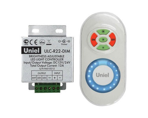 Контроллер для управления яркостью одноцветных светодиодов Uniel ULC-R22-Dim White 05947 Контроллер для управления яркостью одноцветных светодиодов Uniel ULC-R22-Dim White 05947