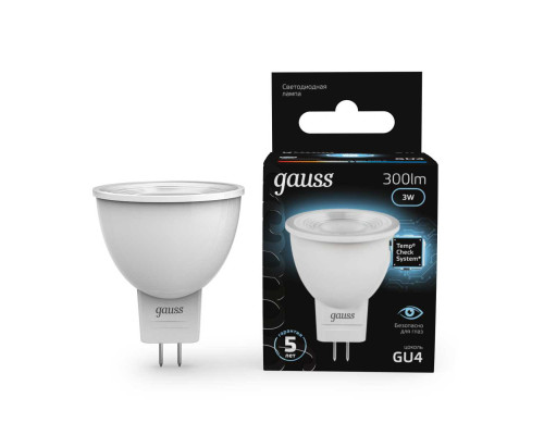Лампа светодиодная Gauss GU4 3W 4100K матовая 132517203 Лампа светодиодная Gauss GU4 3W 4100K матовая 132517203