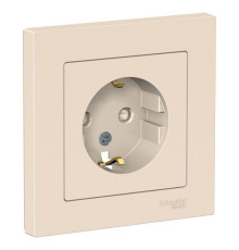 Розетка 2К+З Systeme Electric AtlasDesign 16A 250V со шторками бежевая ATN000244