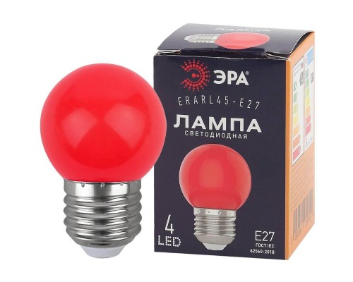 Лампа светодиодная ЭРА E27 1W 3000K красная ERARL45-E27 Б0049575 Лампа светодиодная ЭРА E27 1W 3000K красная ERARL45-E27 Б0049575