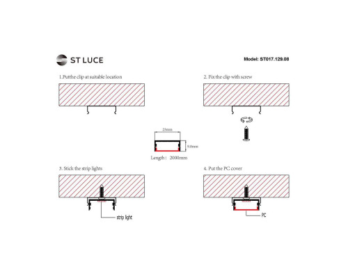 Профиль с рассеивателем ST-Luce ST017.129.08 Профиль с рассеивателем ST-Luce ST017.129.08