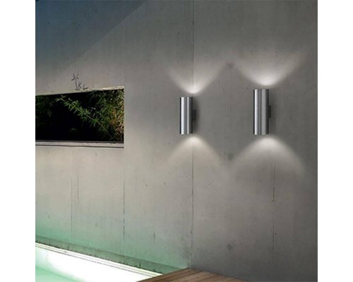 Уличный настенный светильник Ideal Lux Gun AP2 BIg Alluminio 033020 Уличный настенный светильник Ideal Lux Gun AP2 BIg Alluminio 033020