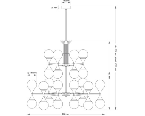 Подвесной светильник KUTEK BARI BAR-ZW-8+4(CZ)