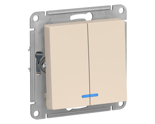Выключатель двухклавишный Systeme Electric AtlasDesign 10A 250V с подсветкой бежевый ATN000253 Выключатель двухклавишный Systeme Electric AtlasDesign 10A 250V с подсветкой бежевый ATN000253