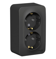 Розетка двойная 2К+З Systeme Electric Blanca 16A 250V со шторками антрацит BLNRA011206
