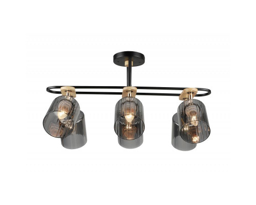 Потолочная люстра IMEX MD.5712-6-S-BK+WOOD Потолочная люстра IMEX MD.5712-6-S-BK+WOOD