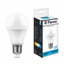 Лампа светодиодная Feron E27 15W 6400K Шар Матовая LB-94 25630