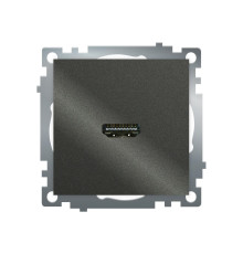 Розетка HDMI 2.1, Type A (механизм), серия Катрин, графит, GLS00-7118-06 50059