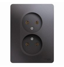 Розетка двойная 2К Systeme Electric Glossa 16A 250V графит GSL001320