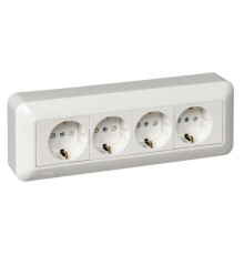 Розетка четырехместная 2К+З Systeme Electric Прима 16A 250V со шторками белая RA16-411M-BI